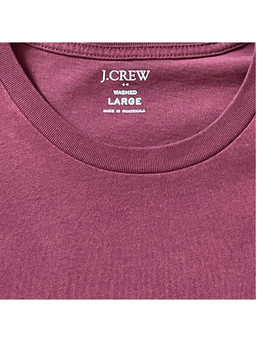 J.CREW Mens Maroon Washed LS T-Shirt Crew Neck 100% Cotton